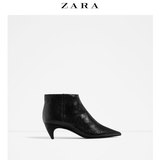 ZARA 女鞋 压纹真皮高跟短靴 15104101040