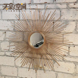 欧式铁艺工艺品太阳镜子壁挂装饰品创意抽象家居摆设玄关背景墙饰