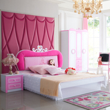 青少年软包高箱欧式床 儿童床女孩公主套房家具组合 1.5米双人床