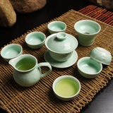 新品整套龙泉青瓷茶具古龙盖碗套餐套装功夫茶具陶瓷茶杯海茶道