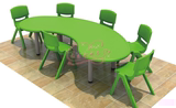 幼儿园儿童月亮造型课桌椅 幼儿塑料课桌椅 弯型塑料桌