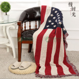 外贸英国美国国旗纯棉线沙发毯沙发巾桌布地毯床边垫多功能休闲毯