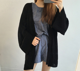 2016秋季新款韩国宽松纯色针织衫女开衫中长款长袖薄款披肩外套潮