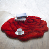 韩国丝3D立体玫瑰花地毯电脑椅地垫结婚喜庆红色门厅茶几玄关地毯
