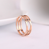 韩版时尚镂空几何花纹镀玫瑰金情侣戒指指环钛钢对戒饰品尾戒
