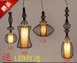 特色创意设计师大贵族中式吊灯铁艺布罩创意个性LED餐厅饭店灯具