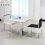 简约现代不锈钢餐椅 咖啡厅酒店餐厅椅子 黑白色皮椅洽谈椅定做