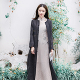 伶俐柠檬原创设计30223中国风女装复古民族风文艺范纯色风衣外套