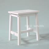 实木凳子宜家矮凳方凳餐凳坐凳白色桦木欧式出口外贸特价D-008