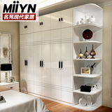 简约现代整体大衣柜卧室组合白色衣柜五四门板式家具木质烤漆衣橱