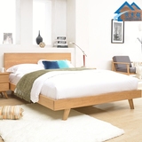 北欧/宜家橡木床双人床1.5米床1.8米简约现代纯实木艺术卯榫大床
