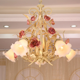 1186欧式时尚客厅卧室灯温馨花朵铁艺现代简约灯创意田园风格吊灯
