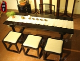新中式实木家具老榆木胡桃木简约禅意茶桌椅成套组合长条桌茶台案