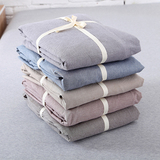 日式简约良品风 纯色双人床单单件纯棉床笠 全棉水洗棉素色床罩