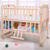 实木无油漆婴儿床多功能BB床可变书桌童床宝宝摇床