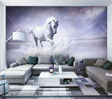爱家画个性抽象大型壁画客厅卧室电视背景墙壁纸手绘骏马无缝墙纸