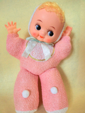 古董 昭和 日产胶皮脸赛璐璐抱抱人形娃娃 可爱人形宝宝 二手