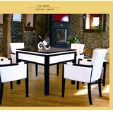 实木麻将机餐桌两用欧式象牙白色圆形四口机麻将桌全自动精品机麻
