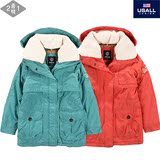 韩国童装代购 USALL2016冬季专柜正品 女童中大童连帽毛领外套