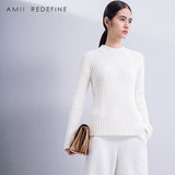 Amii Redefine旗舰店2015冬新大码修身针织微高领罗纹显瘦毛衣