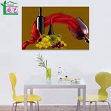现代欧式酒杯水果餐厅装饰画单幅横版餐桌背景墙画挂画家居无框画