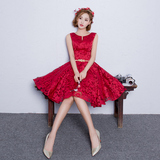 新娘敬酒服2016夏季新款韩版红色短款结婚礼服婚礼宴会晚礼服短裙