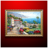 手绘油画 地中海风景 欧式风格卧室餐厅客厅现代简约装饰画挂画