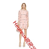 法国代购 Kate Spade 2016夏新款粉色波点修身显瘦真丝女连衣裙