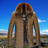 冬季新款商务羽绒服男式中长款海宁绵羊皮男装翻领加厚皮夹克外套