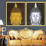 佛头壁画油画手绘人物沙发背景墙装饰画客厅现代墙画佛教挂画