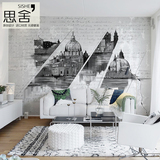 思舍创意壁纸黑白复古客厅背景墙纸大型个性定制壁画墙布欧式庄园