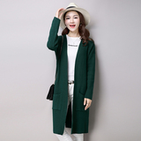2016秋装新款韩版宽松大码羊绒针织衫中长款开衫针织毛衣外套