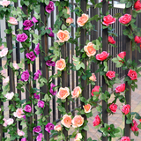 客厅仿真玫瑰花藤条假花藤蔓暖气管道壁挂装饰塑料花藤空调管装饰