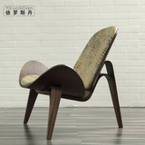 依罗斯丹 北欧经典设计三角贝壳椅 Shell Chair 真皮休闲单椅