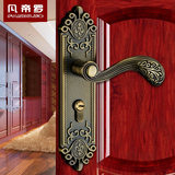 中式仿古铜门锁室内卧室通用型房门锁三件套装家用欧式实木门把手