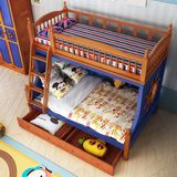 卓臣实木双层床 儿童床带护栏 上下床高低床铺 美式母子床储物床