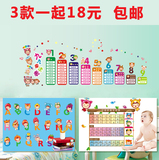 儿童宝宝早教卡通学习墙贴纸九九乘法表英文字母汉语拼音贴画贴图