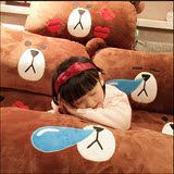 韩国布朗熊卡通单双人枕头情侣婚庆抱枕靠垫床头沙发靠枕腰枕靠垫