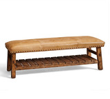 实木原木复古做旧餐椅美式乡村LOFT风格长凳子坐凳换鞋凳长椅