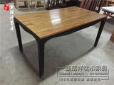 榆木餐桌纯实木工作台中式快餐桌原木饭桌咖啡桌小户型长方形餐台