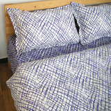 新品北欧清新风小格子白蓝搭AB版全棉斜纹单件床单被套枕套单双人