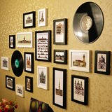 实木相框创意组合照片17框黑胶唱片相片墙客厅卧室书房办公室必备