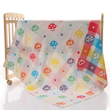 新款 初新生婴儿3层纱布纯棉浴巾正方形卡通 宝宝蘑菇毛巾被盖毯