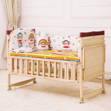 小哈匠实木游戏宝宝床 木制折叠床 婴儿床摇篮  多功能婴儿床批发