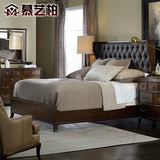 慕艺柏美式乡村实木床1.5 1.8米美式双人床软包床大床家具NC2307