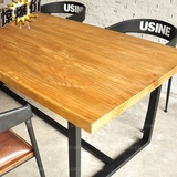 包邮美式乡村北欧酒吧实木质餐桌椅组合办工铁艺复古西餐桌书桌子