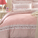 小清新粉色碎花床单被套可爱小马宝田园风格纯全棉床上用品四件套