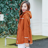 2015冬季韩版中长款小香风毛呢外套女大码连帽学院风羊毛呢子大衣