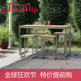 特价创意时尚铁艺实木家用高脚餐厅桌椅现代简约休闲吧长条小凳子