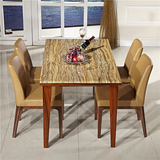 餐桌餐椅组合6人简约现代铐漆实木大理石餐台一桌四椅长方形饭桌